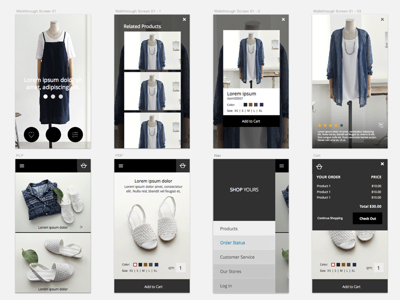 Concept Fashion Shopping App app atomic fashion framerjs interaction prototype sketch ui