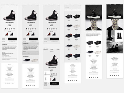 Shoe Mobile Website Mockups design framer js ios prototype sketch ui