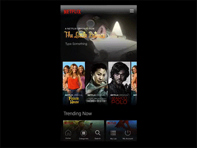 Netflix Mobile Landing page Concept design framer ios principle prototype