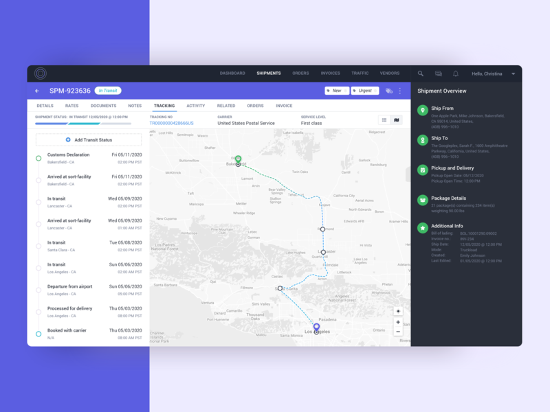 Shipment Transit Status application daily ui dailyui dashboard logistics map map view shipment shipping app status track tracking app tracking status user experience ux