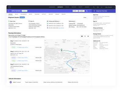 Shipment Details application delivery design details logistics shipment shipping shipping company shipping management table trucking ui user experience ux
