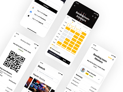 Mobile booking application book event booking bowling daily ui floor plan golf mobile mobile application schedule scheme simulators tickets user experience