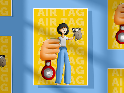 Digital painting poster for airtag ads airtag animation apple character design design digital painting graphic design painting story