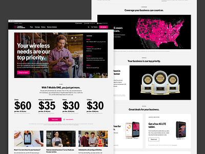 T-Mobile Small Business b2b homepage small business typography ui ux