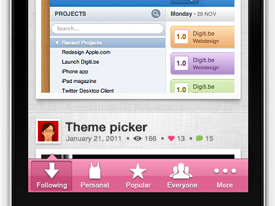 Going pink ! dirbbble iphone app free pink tabbar icons ios