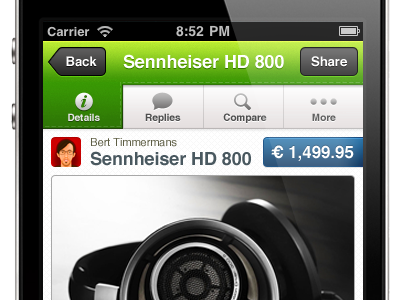 First glimpse of something awesome app button green ios iphone pricetag tabs