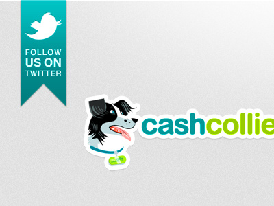 CashCollie Landingpage blue cashcollie dog gray green logo ribbon twitter
