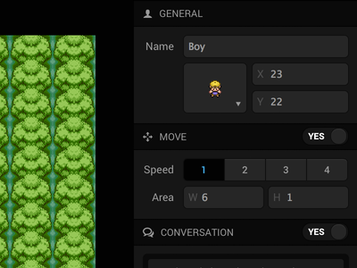 Game editor - character sidebar