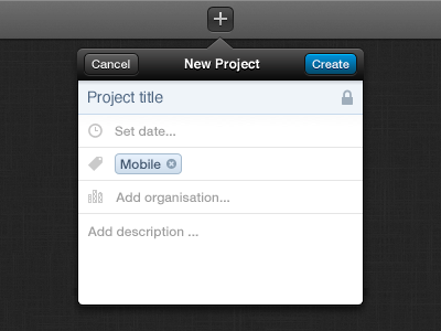 New project form project personal button form list dark webapp
