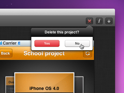 Delete confirm popup buttons red default linnen overview delete dark