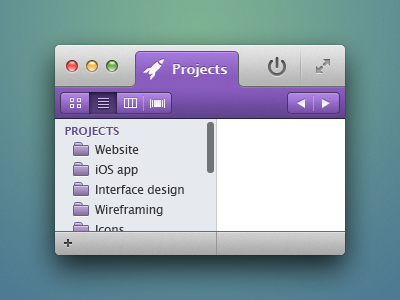 Research... button gray interface list osx purple tabs ui
