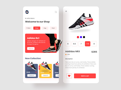 E commerce shoes App Design app app design color ecommerce illustration minimal mobile app mobile ui products shoes shoes app sneakers sport store ui