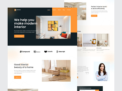 Interior Design Website architecture clean design home interior interior design website interiordesign lending page minimal modern popular shot ui uiux web webdesign website website concept