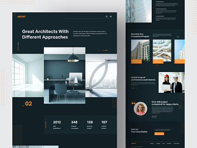 Architecture Landing Page architecture architecture design building clean design home interior interior design landing landing page minimal popular shot real estate studio uiux ux web web design website