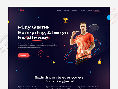 Badminton Landing Page badminton best shot clean deisign design game header landing page landing page design minimal popular shot shopify sports ui uiux ux web web design website