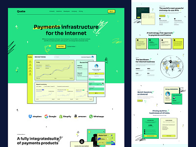 Quaba - Payments infrastructure Website Design best landing page colorful design header landing page landing page design minimal payment payment method popular shot saas ui uiux ux web web design web ui website