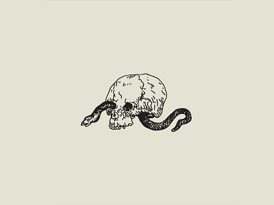 Old No.25 death hand drawn illustration linework skull snake