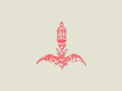 Old No.27 bat dark art hand drawn illustration lantern linework