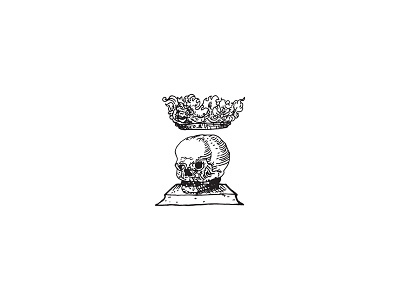 Old No.35 crown hand drawn illustration king linework no eyes skull