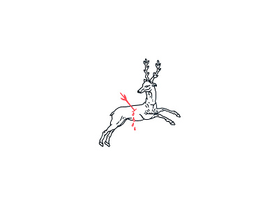 Old No.57 arrow bleeding deer hand drawn illustration linework no eyes