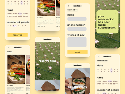 Application for booking time in a sandwich shop app branding design minimal mobile typography ui ux