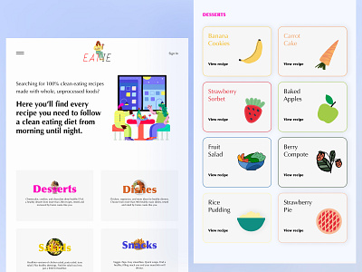 Eatie - website with healthy recipes
