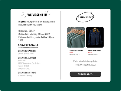 Email Receipt app clothing dailyui design email order receipt ui