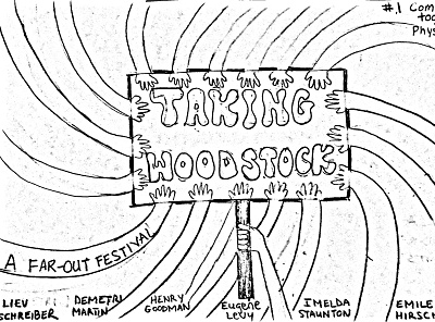 Taking Woodstock movie sketch for class design groovy hippie illustration music festival psychedelic sketches typography