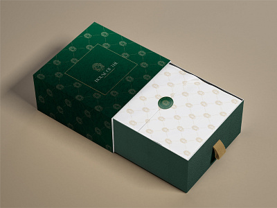 Box design for House of THL, global luxury modest fashion brand box design brand design branding colourful design fashion design gold and green graphic design luxury design packaging design