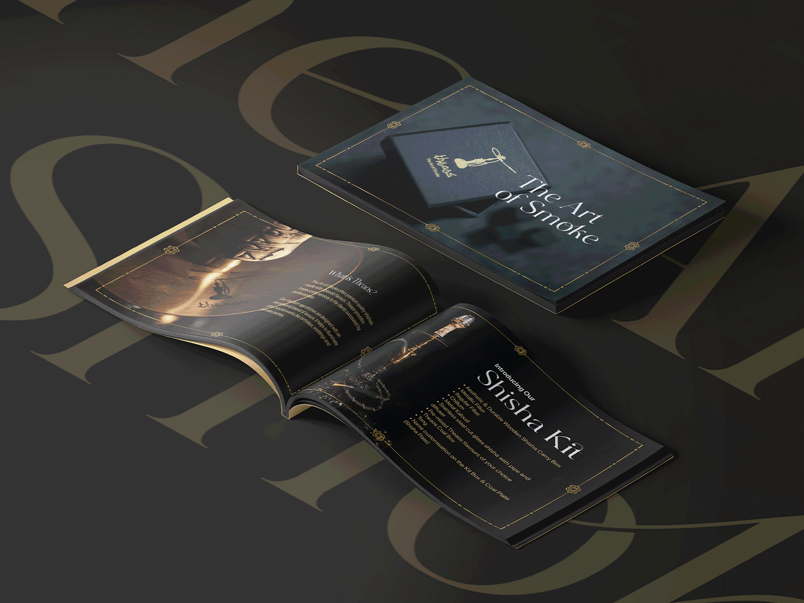 Catalogue design for a premium hookah brand.... black book design booklet design brand design branding catalogue catalogue design design gold graphic design hookah premium print design typography