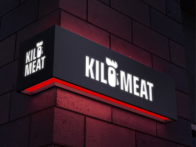 Logo and glow signboard branding design for an online meat store