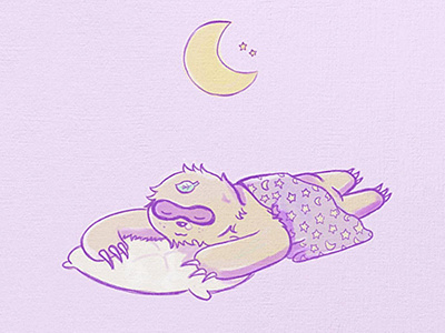 Self Portrait illustration moon purple sketch sleep sloth