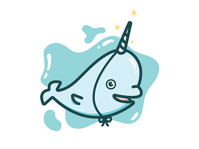 A Whale of A Time animal beluga cartoon cute illustration narwhal party silly sparkles vector water whale