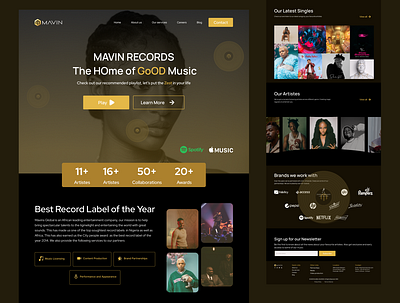 Landing page for a record label - Mavin records landing page record label ui ux website