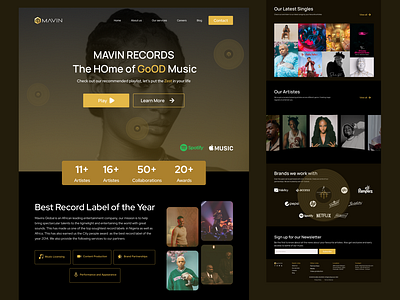 Landing page for a record label - Mavin records