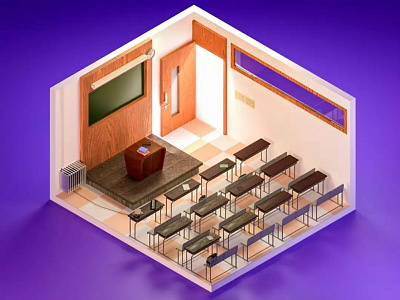 Classroom 3d blender design graphic design illustration isometric typography