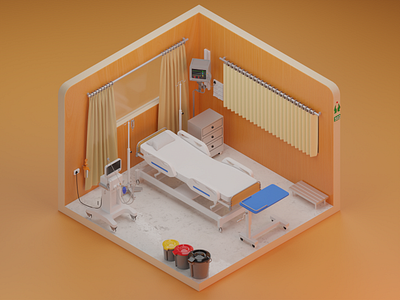 Intensive Care Unit (ICU) 3d blender design graphic design illustration isometric