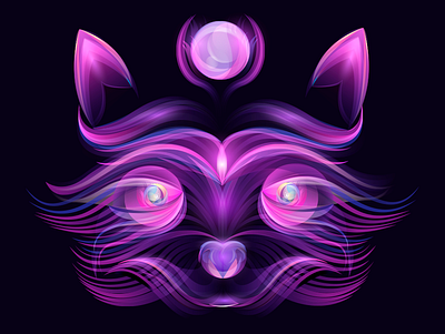 Fantasy illustration art cat color degraded design draft illustration vector