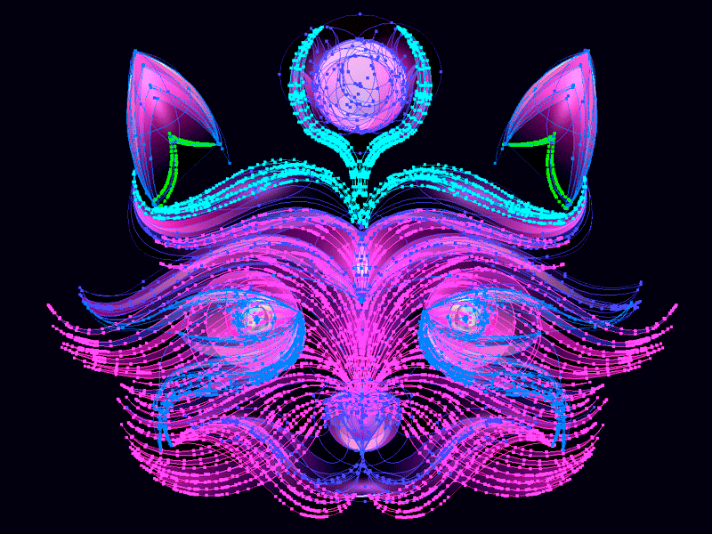 Fantasy Cat animation art cat color degraded design draft illustration vector