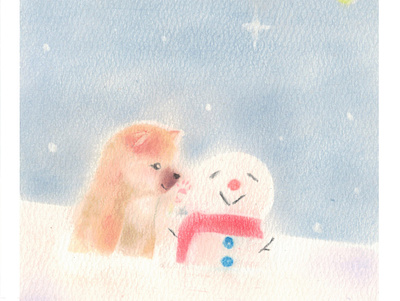 Shiba and snowman