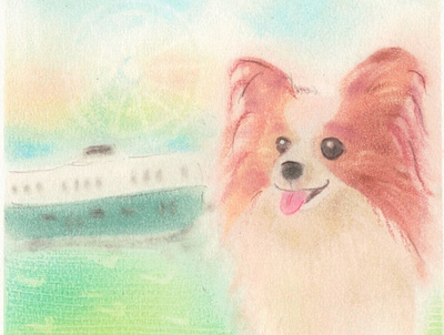 Papillon puppy and Ferry starferry