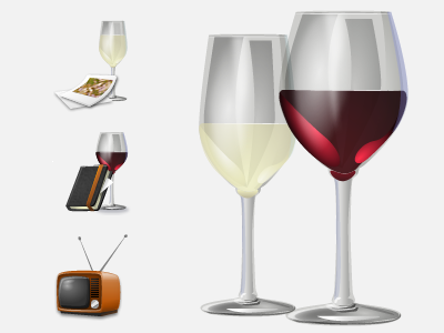 TV & Wine Icons brown fireworks moleskin photo polaroid red tv vector white wine