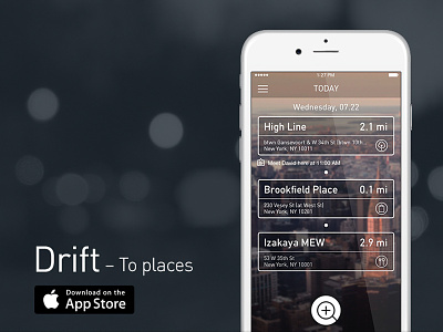 Drift- To Places, iOS App city direction navigation planner schedule travel way finding