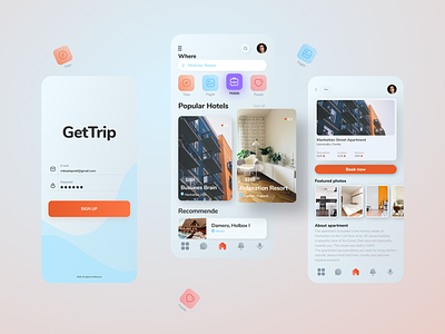 GetTrip App app bock bock now design hotel app hotels trip trip app