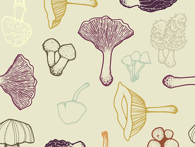 Forest Mushrooms autumn design fall illustration mushrooms pattern pattern art pattern design textile