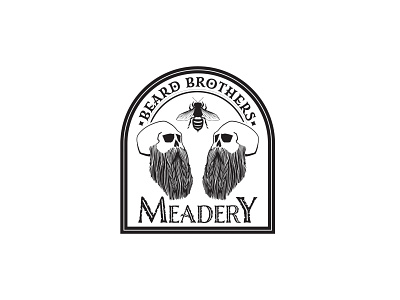 Logo ::: Beard Brothers Meadery beard bee beverage brewery honeybee illustration logo meadowy skull