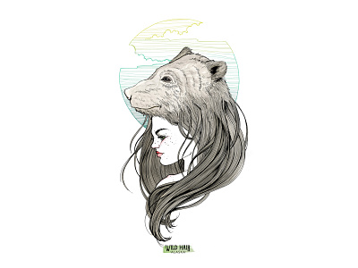 Illustration - Wild Hair Alaska bear beauty beauty product cosmetic cosmetics design feminine girl hair hair product illustration packaging packaging design