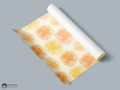 Marigolds Wrapping Paper Design autumn design dia de los muertos fall flowers halloween illustration marigolds pattern pattern design