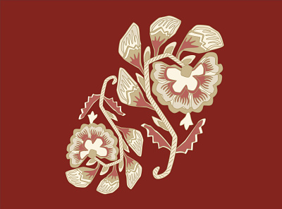 Beige Flo armenian botanic embrodery flower illustration illustration design print silkscreen