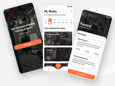 Mobile app for personal training program. Workout & Fitnes app concept design mobile app mobile application mobile design mobile ui training app ui design workout app